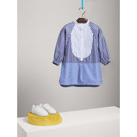 Robe chemise en coton à rayures contrastantes - Navy & White