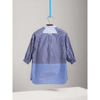 Robe chemise en coton à rayures contrastantes - Navy & White