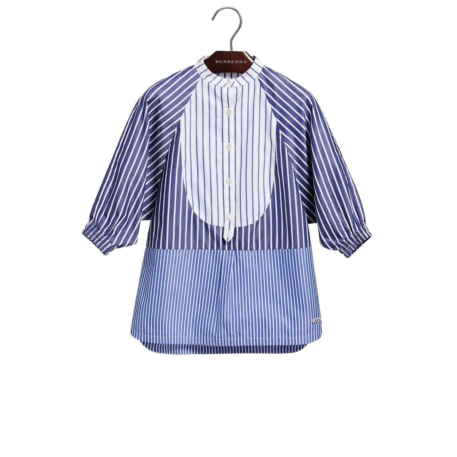 Robe chemise en coton à rayures contrastantes - Navy & White
