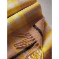 Mini écharpe en cachemire à motif check classique - Bright Lemon