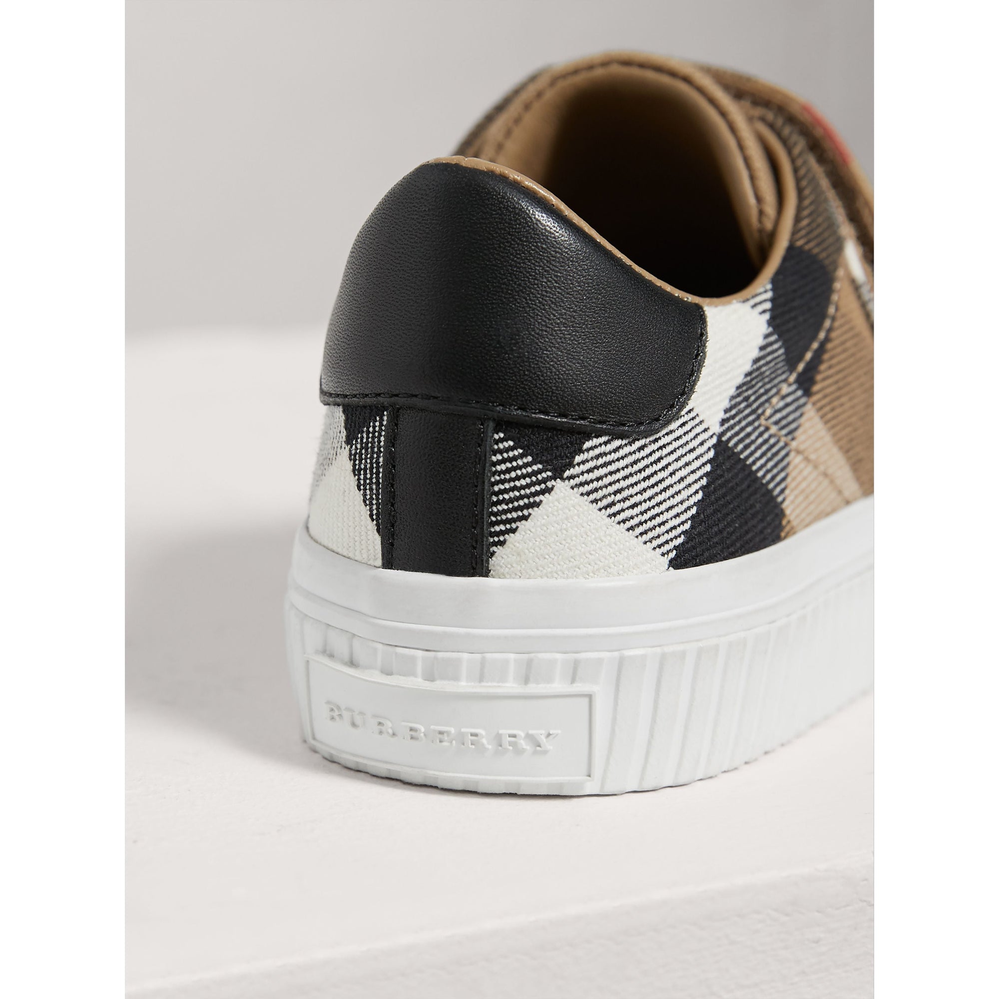 Sneakers en coton House check et cuir - Classic & Optic White