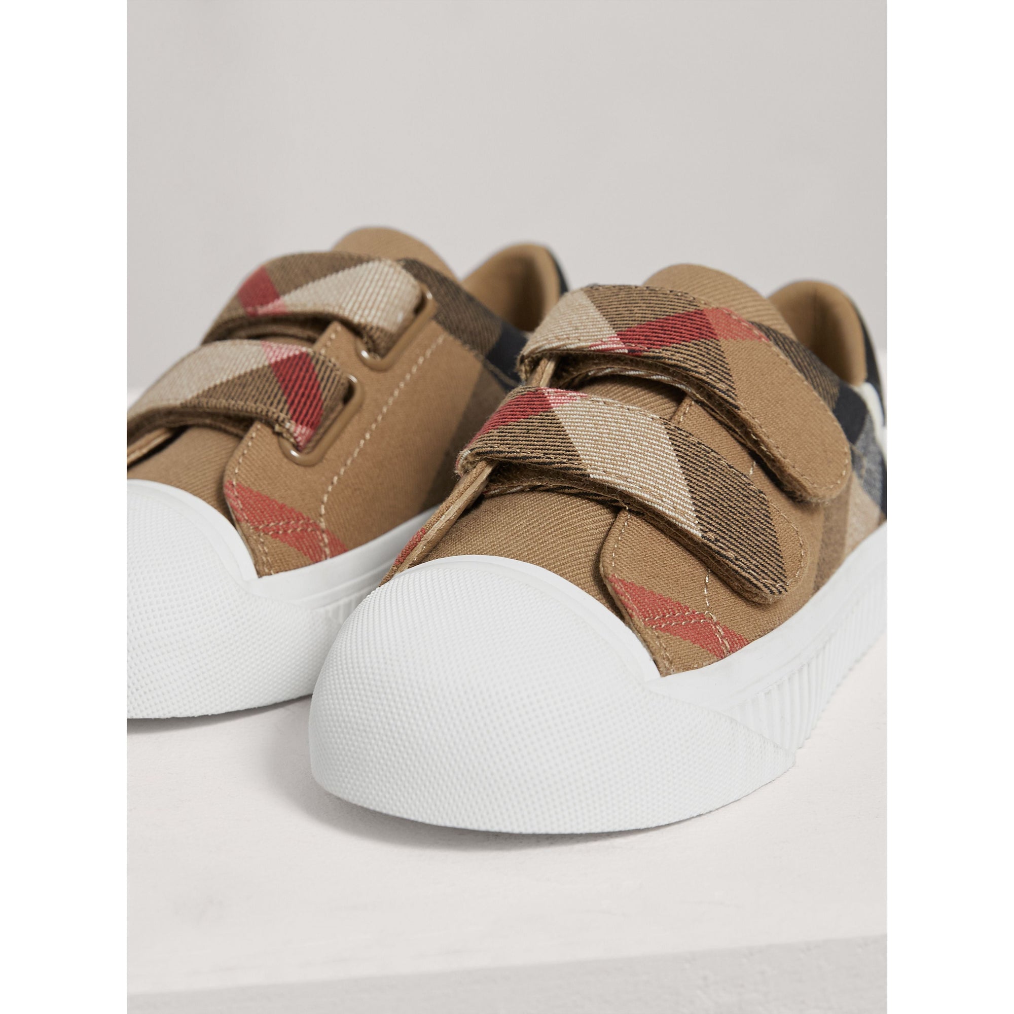 Sneakers en coton House check et cuir - Classic & Optic White