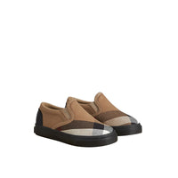 Sneakers sans lacets en cuir et tissu House check - Classic & Black
