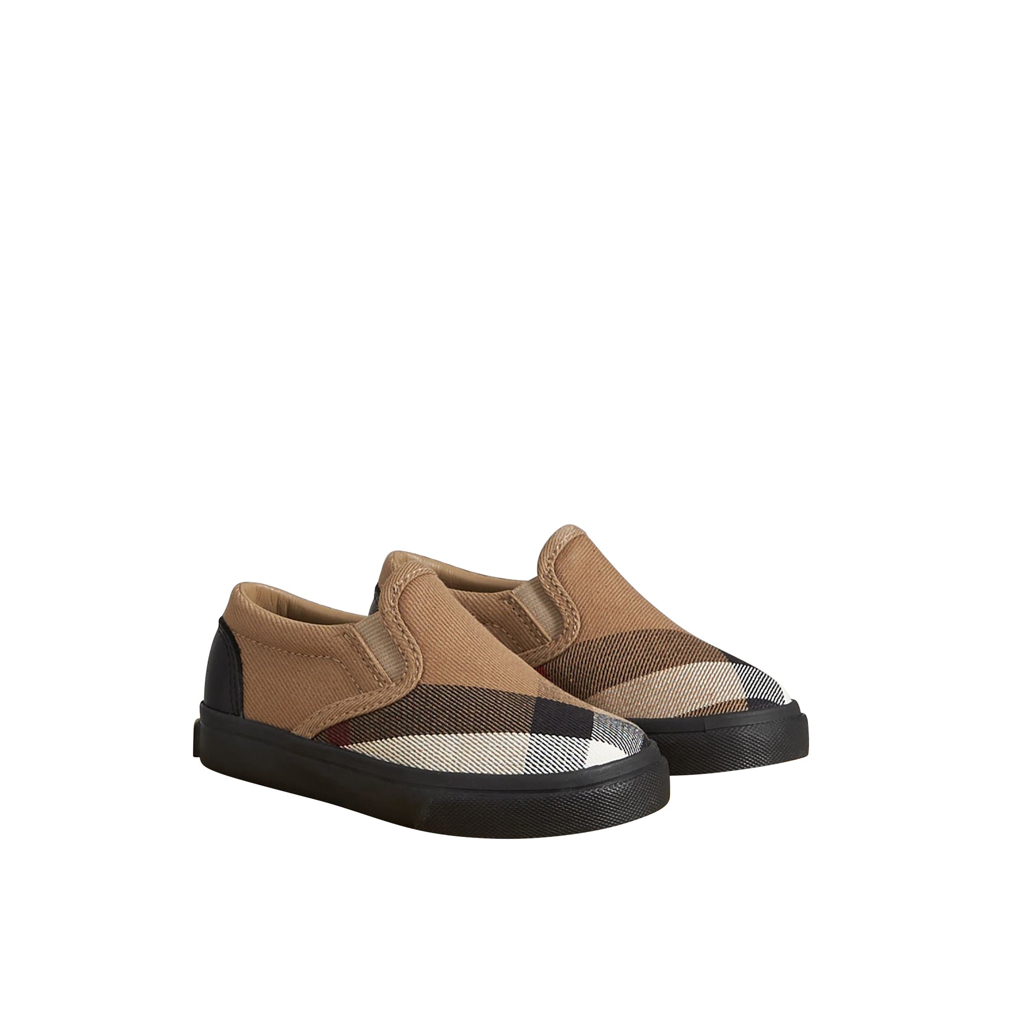 Sneakers sans lacets en cuir et tissu House check - Classic & Black