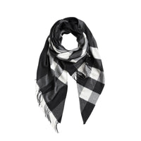 Châle en cachemire à motif check - Black