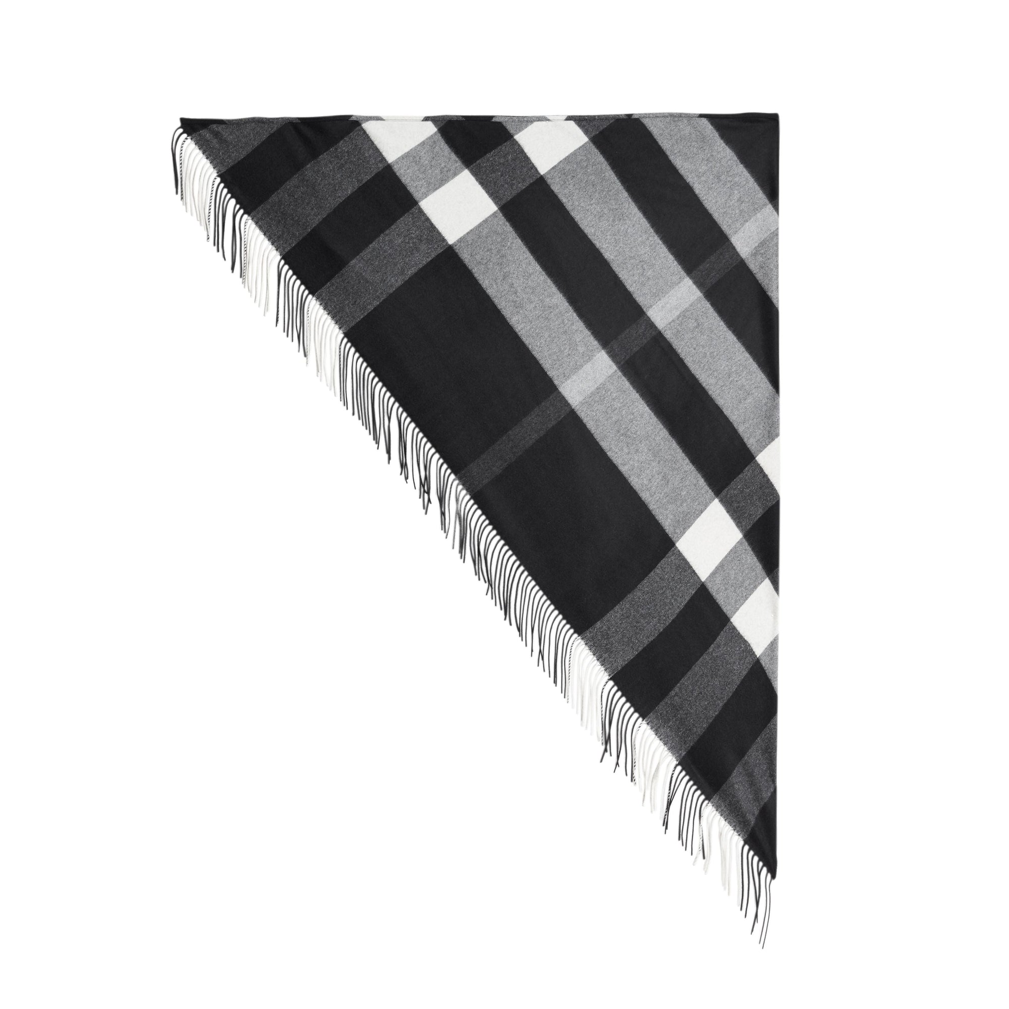 Châle en cachemire à motif check - Black