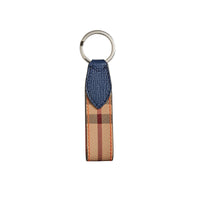Porte-clés en cuir bicolore et motif Haymarket check - Bright Orange