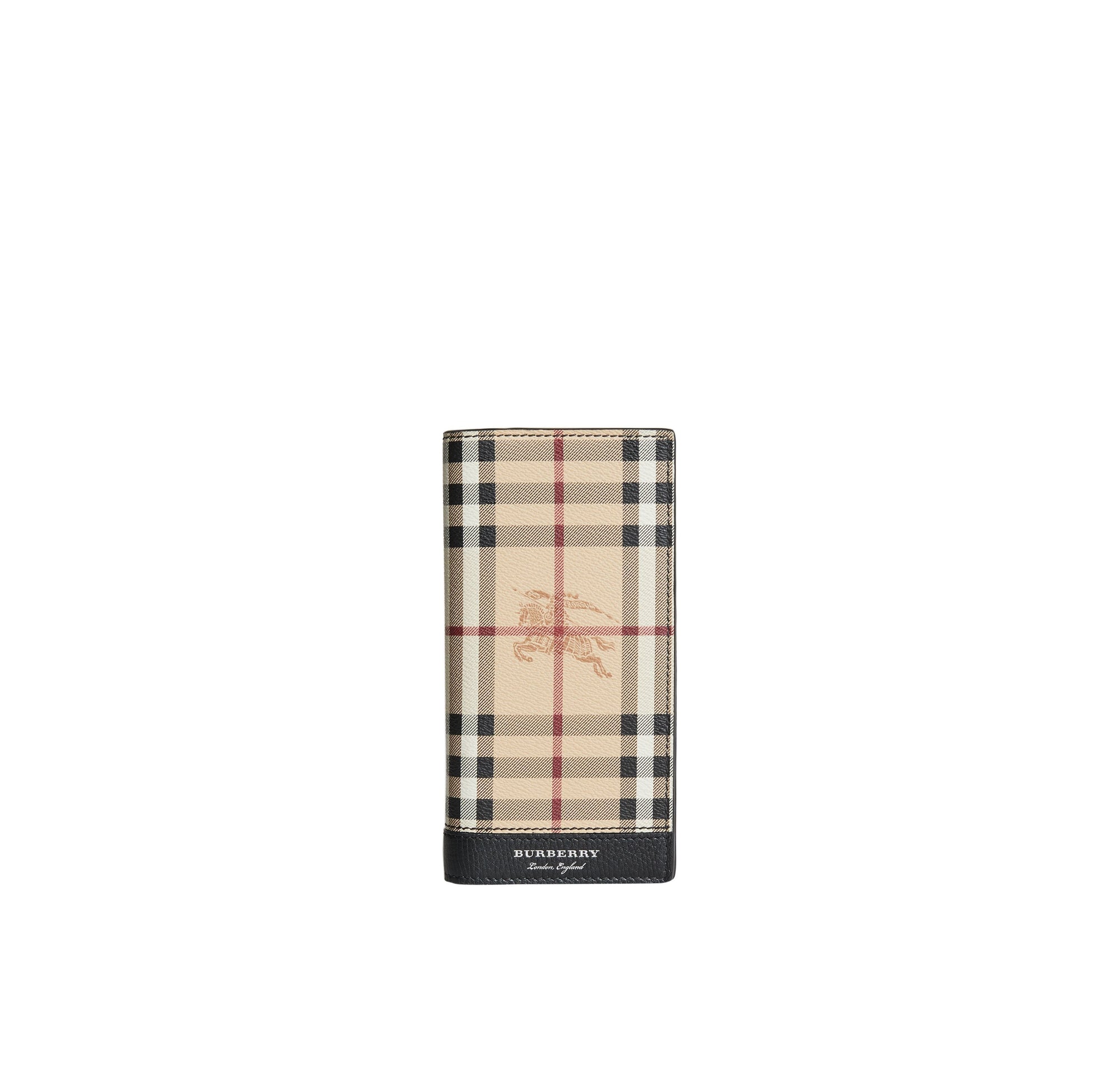 Portefeuille continental à motif Haymarket check avec cuir - Black