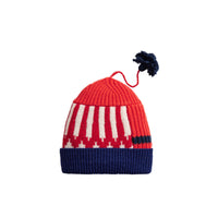 Bonnet en cachemire et laine mélangés façon patchwork - Coral Red