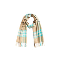 Écharpe en cachemire à motif check - Bright Aqua