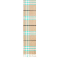 Écharpe en cachemire à motif check - Bright Aqua