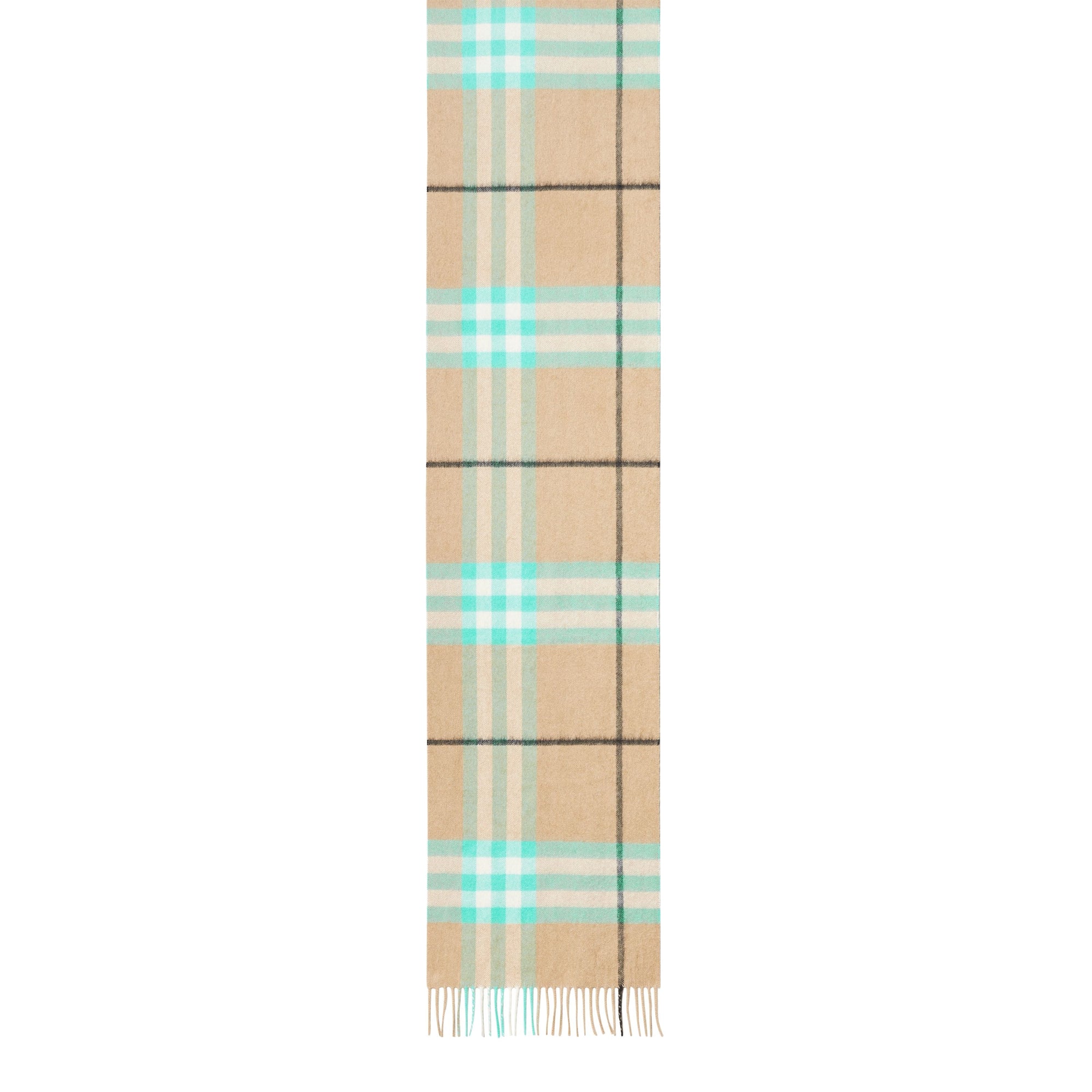 Écharpe en cachemire à motif check - Bright Aqua