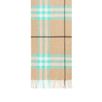 Écharpe en cachemire à motif check - Bright Aqua