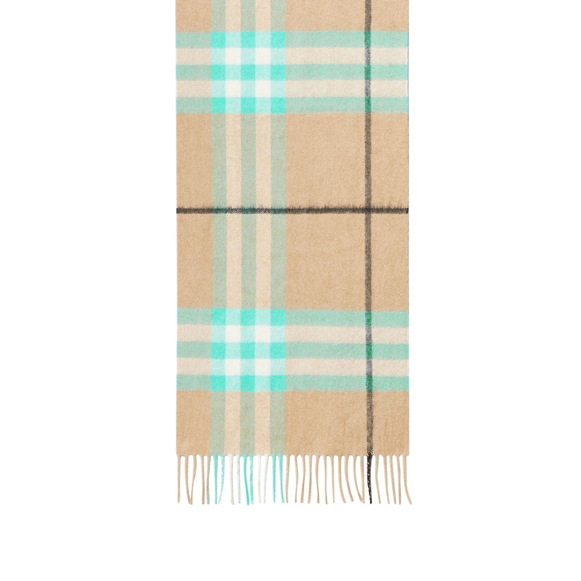 Écharpe en cachemire à motif check - Bright Aqua