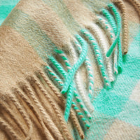 Écharpe en cachemire à motif check - Bright Aqua
