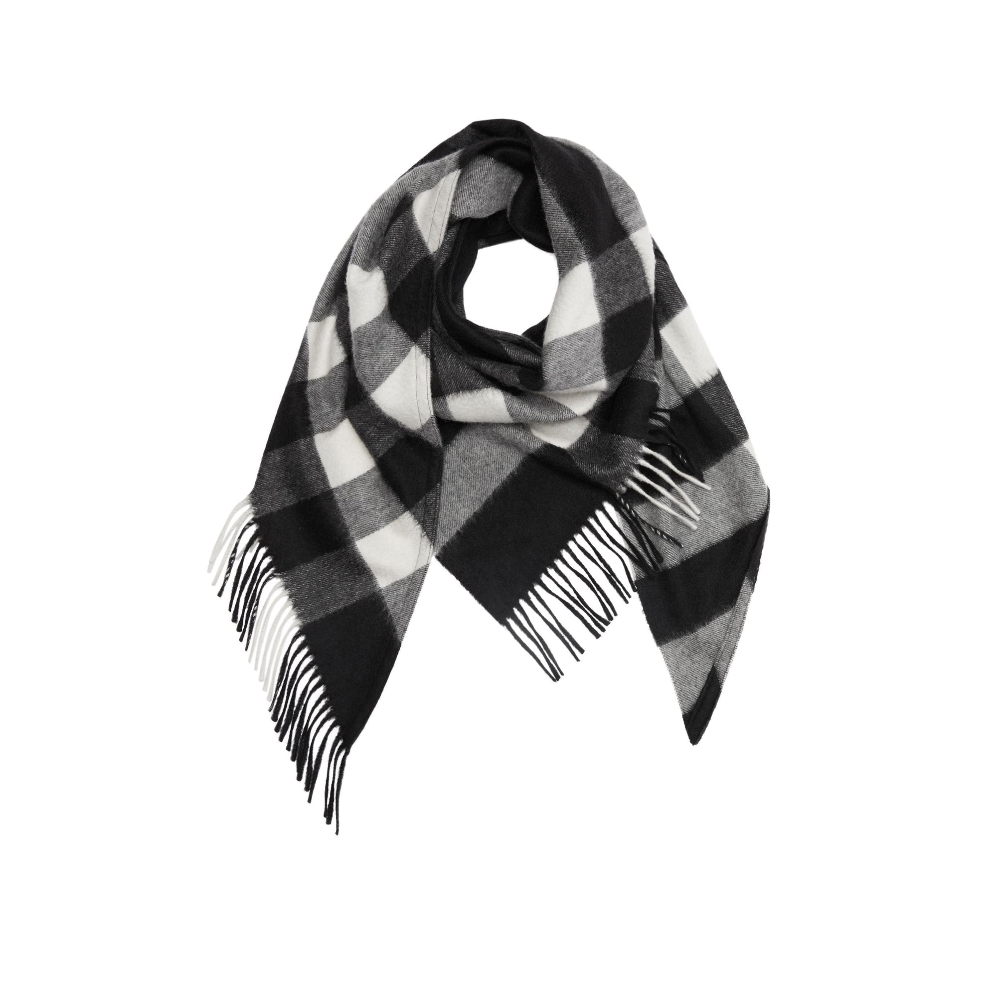 Bandana en cachemire à motif check - Black