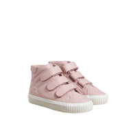 Sneakers montantes en cuir avec matelassage à motif check - Light Pink Melange