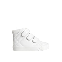 Sneakers montantes en cuir à motif check matelassées - Optic White