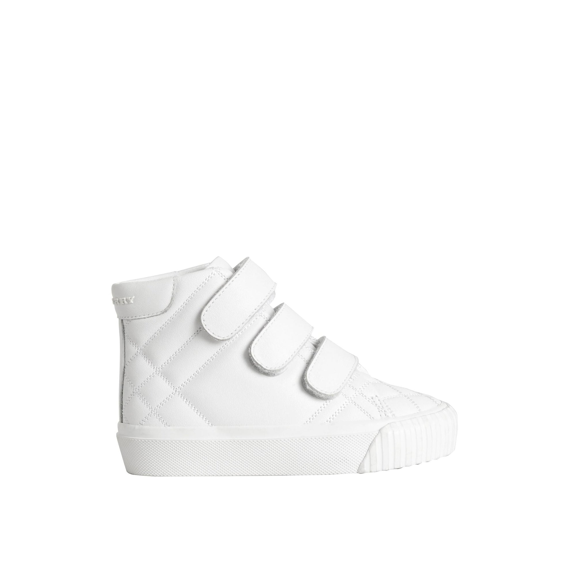 Sneakers montantes en cuir à motif check matelassées - Optic White