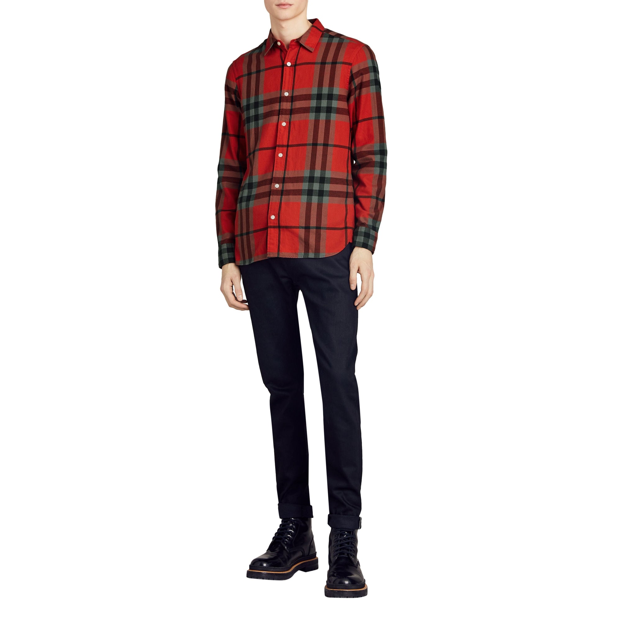 Chemise en flanelle de coton à motif check - Bright Red