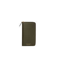 Portefeuille zippé en cuir trench - Slate Green