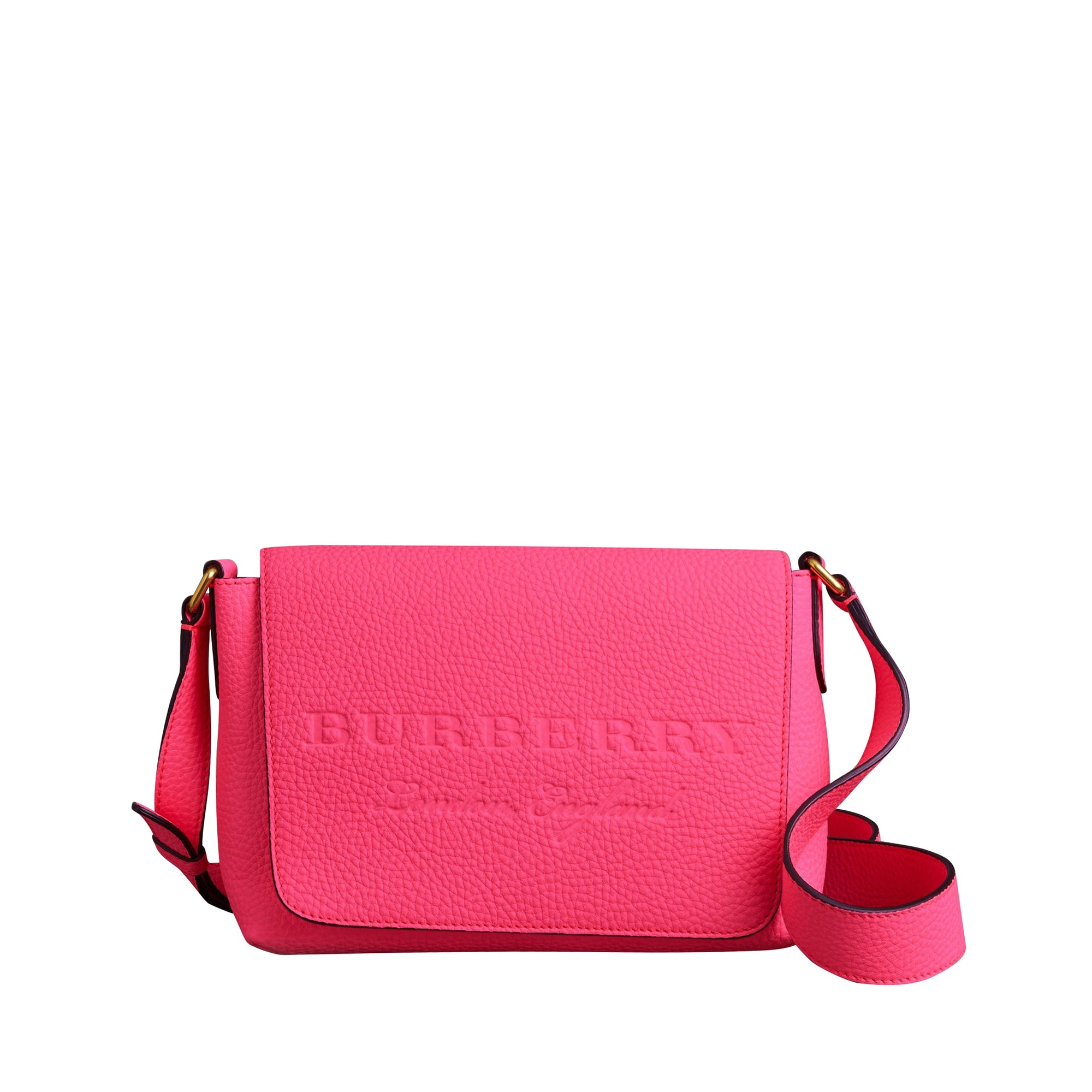 Petit sac Messenger en cuir néon estampé - Neon Pink