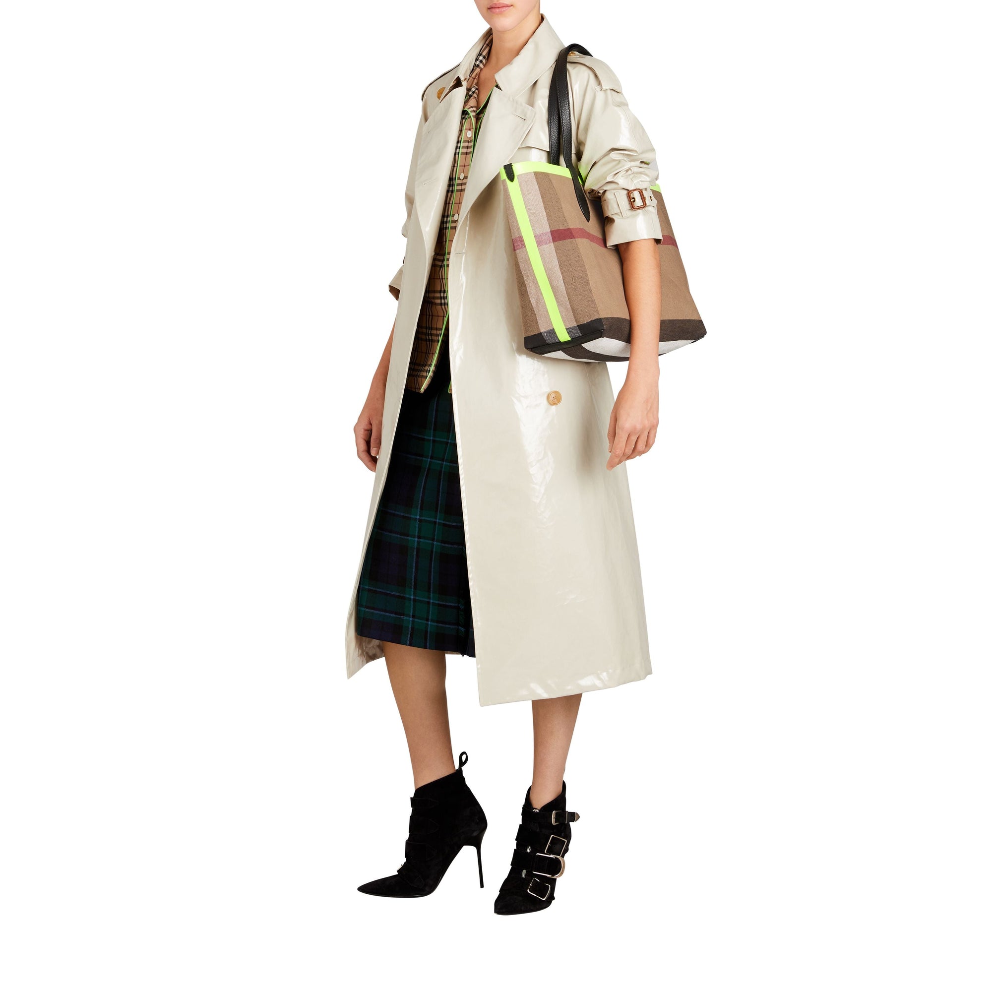 Sac tote The Giant moyen réversible en toile et en cuir - Black & Neon Yellow