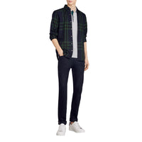 Chemise en flanelle de coton et cachemire à motif check - Navy