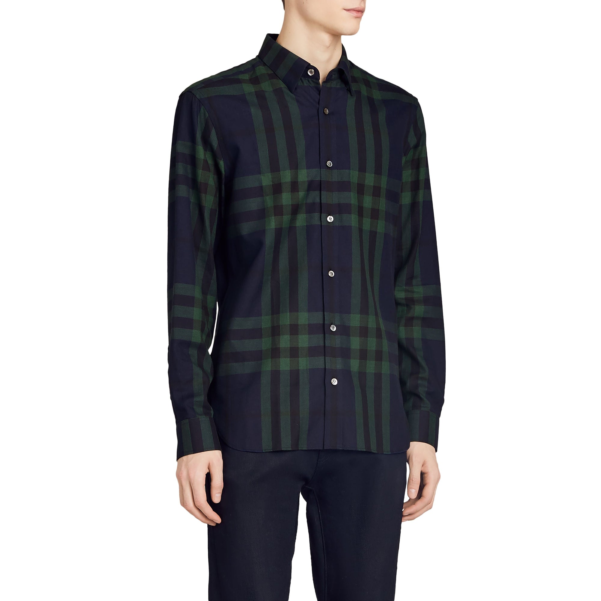 Chemise en flanelle de coton et cachemire à motif check - Navy