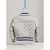 Bomber en satin matelassé à rayures - Silver