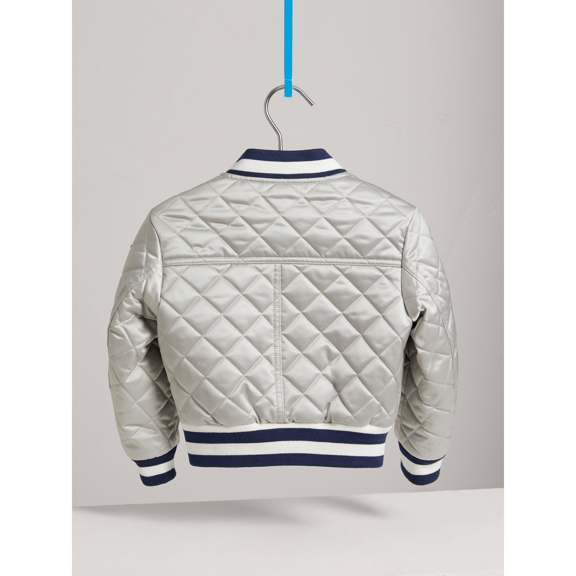 Bomber en satin matelassé à rayures - Silver