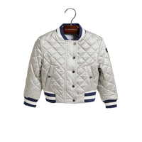Bomber en satin matelassé à rayures - Silver