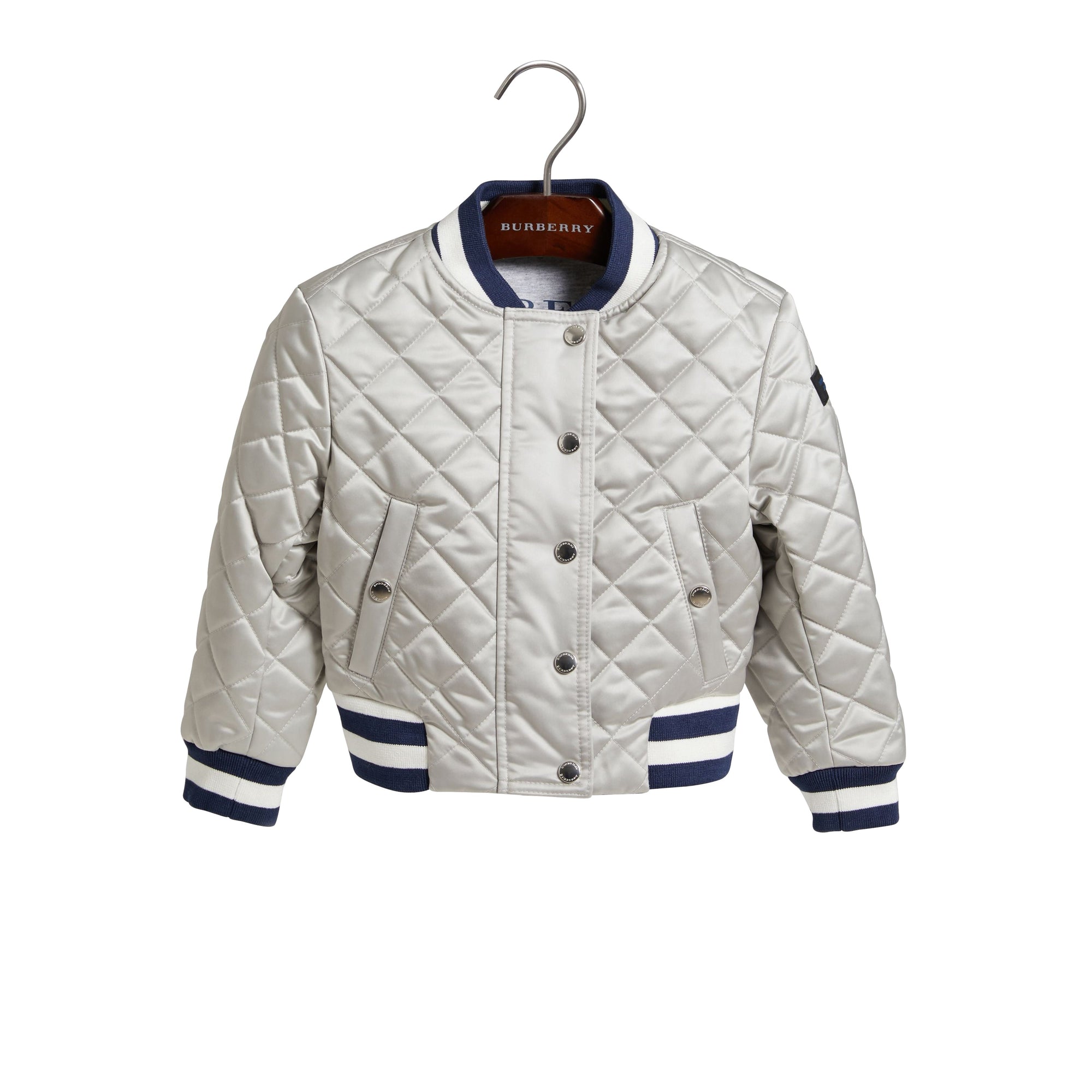 Bomber en satin matelassé à rayures - Silver