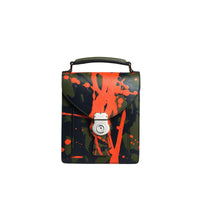 Petit sac cartable DK88 à imprimé Splash en cuir - Slate Green & Splash