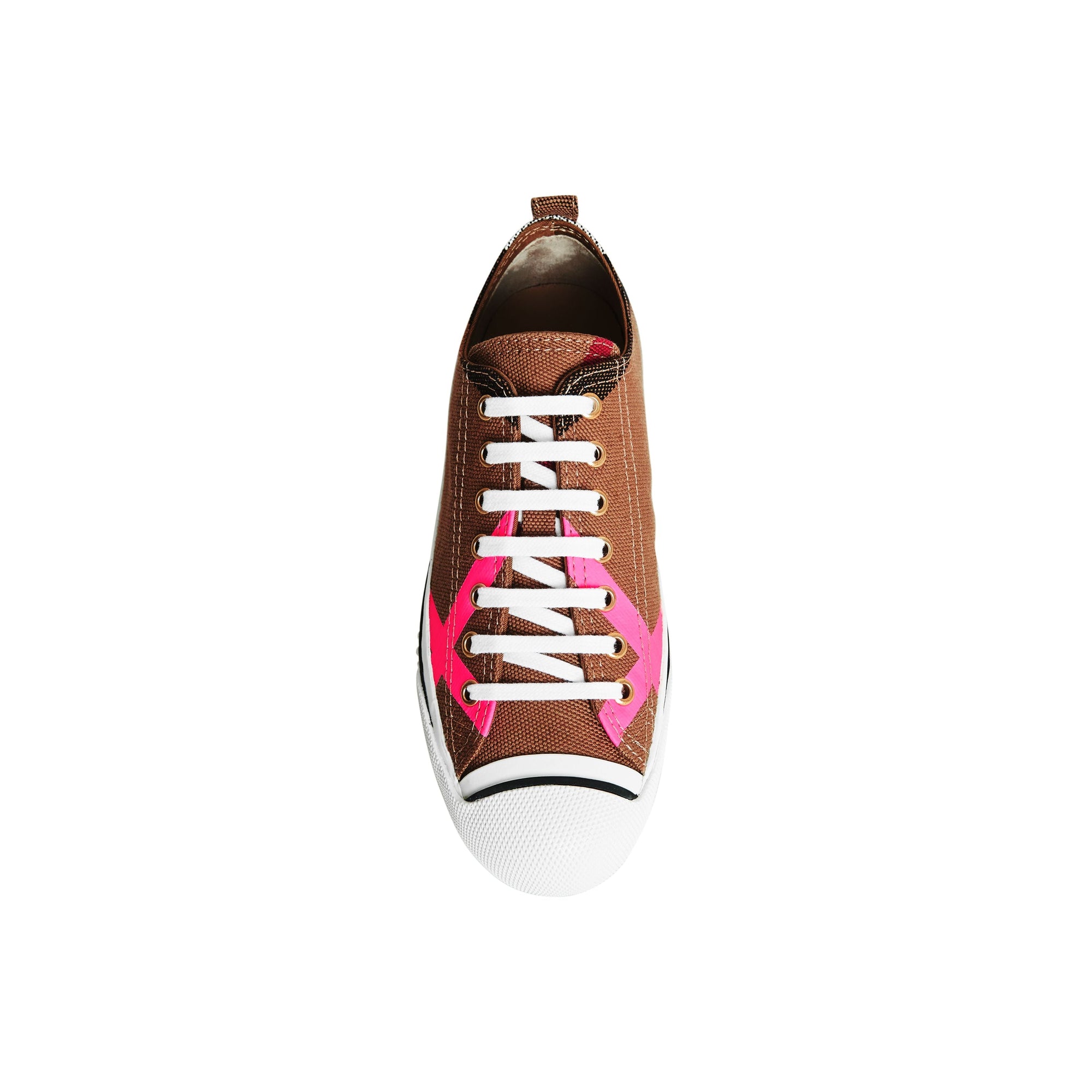 Sneakers en cuir et tissu Canvas check - Classic & Neon Pink