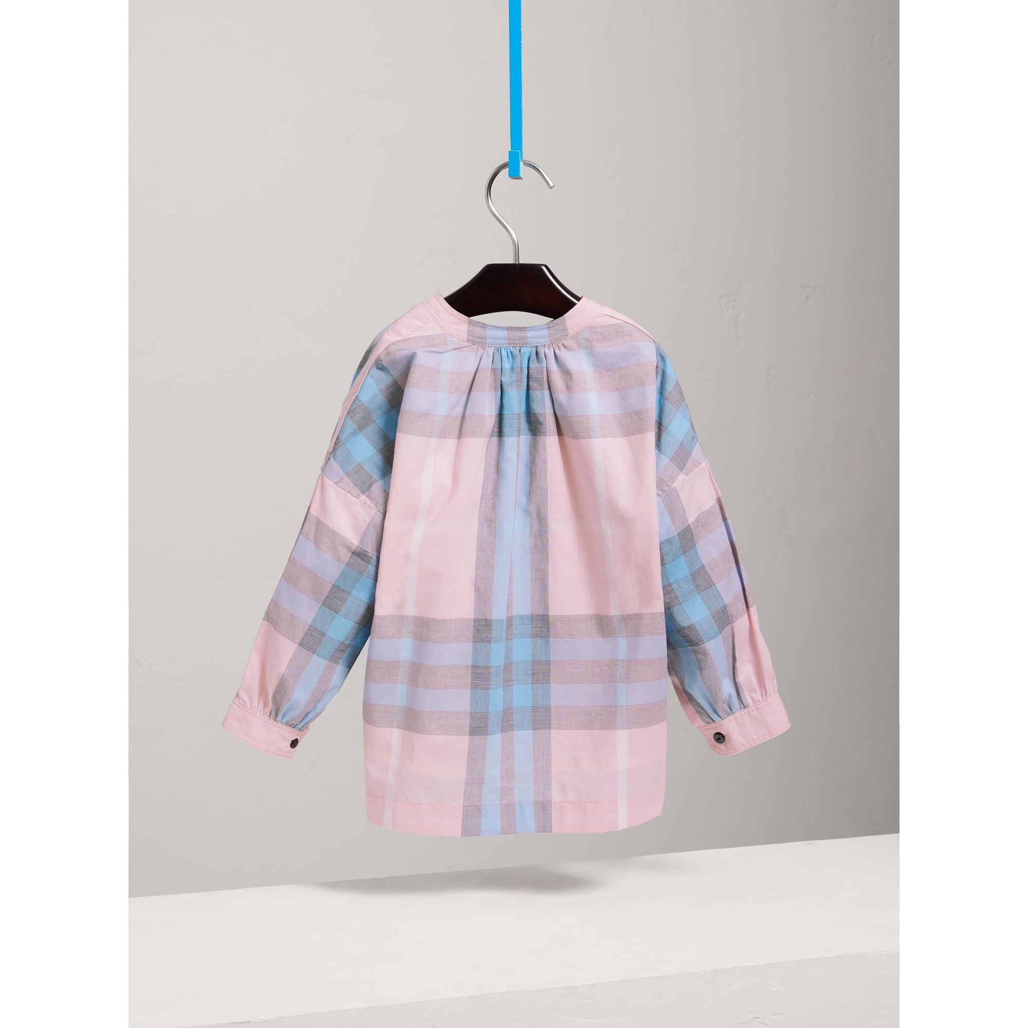 Chemise en coton à motif check avec fronces - Ice Pink
