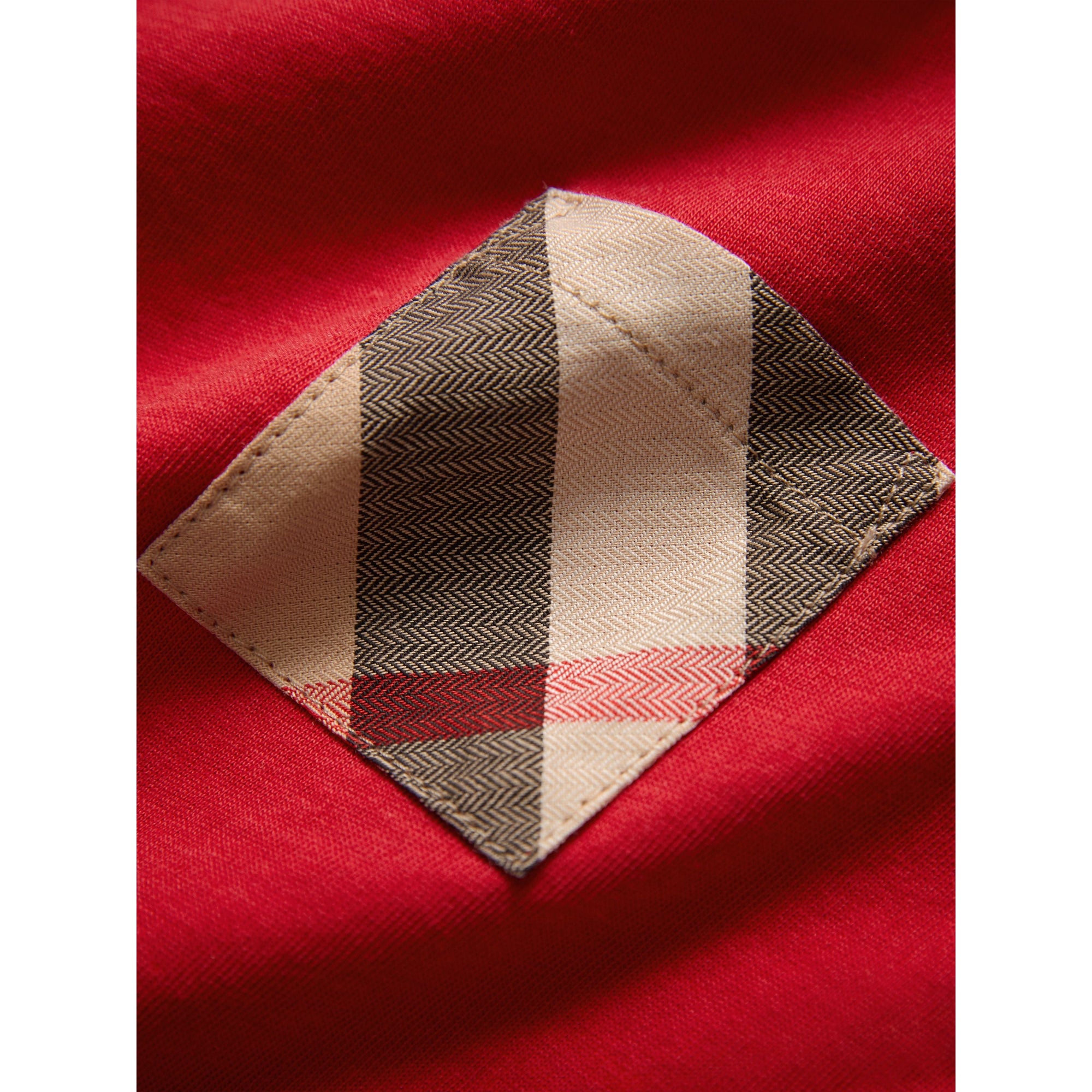 Haut en coton à manches longues avec poche à motif check - Military Red
