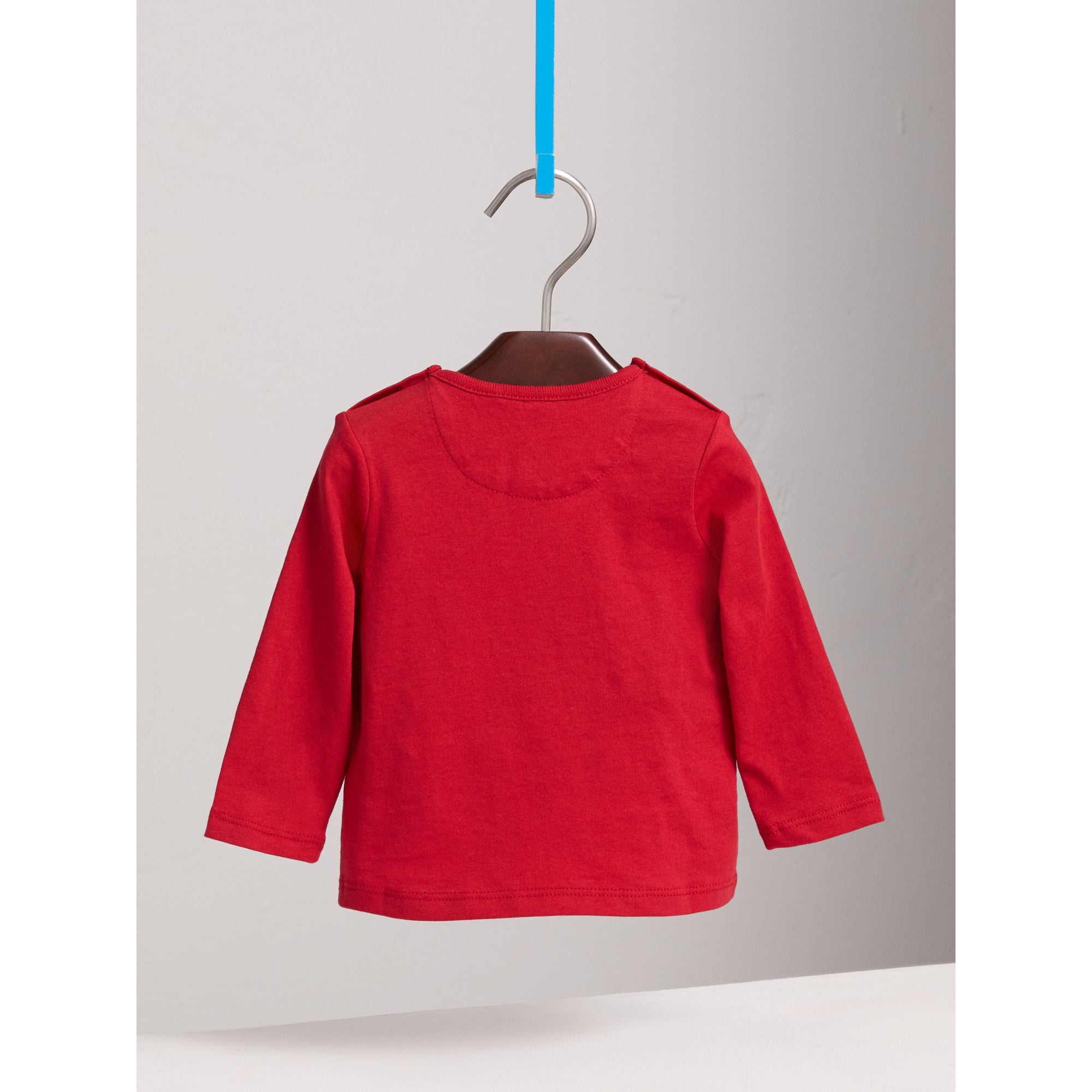 Haut en coton à manches longues avec poche à motif check - Military Red