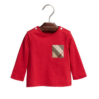Haut en coton à manches longues avec poche à motif check - Military Red