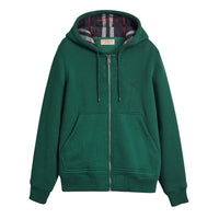 Haut en jersey à capuche à détails check - Dark Forest Green