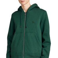 Haut en jersey à capuche à détails check - Dark Forest Green
