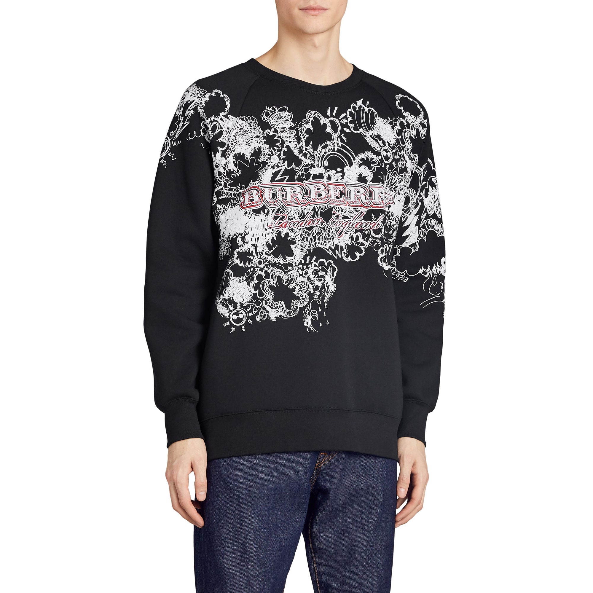 Sweat-shirt en jersey à imprimé Doodle - Black