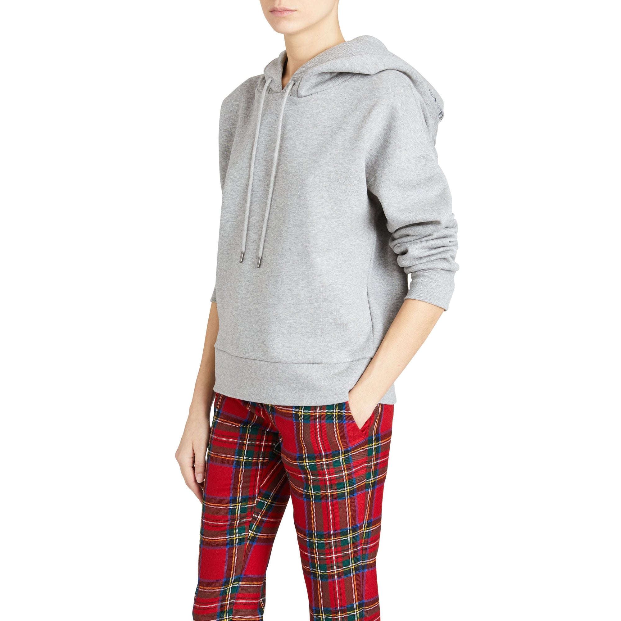 Sweat-shirt en jersey molletonné avec capuche brodée - Pale Grey Melange