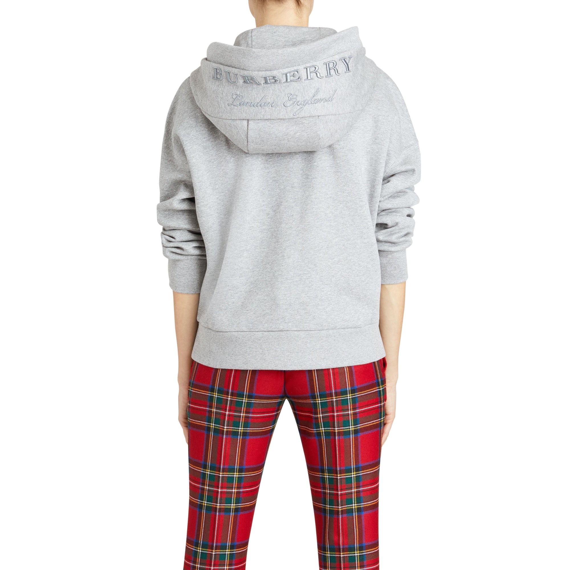 Sweat-shirt en jersey molletonné avec capuche brodée - Pale Grey Melange
