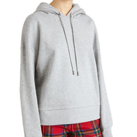 Sweat-shirt en jersey molletonné avec capuche brodée - Pale Grey Melange