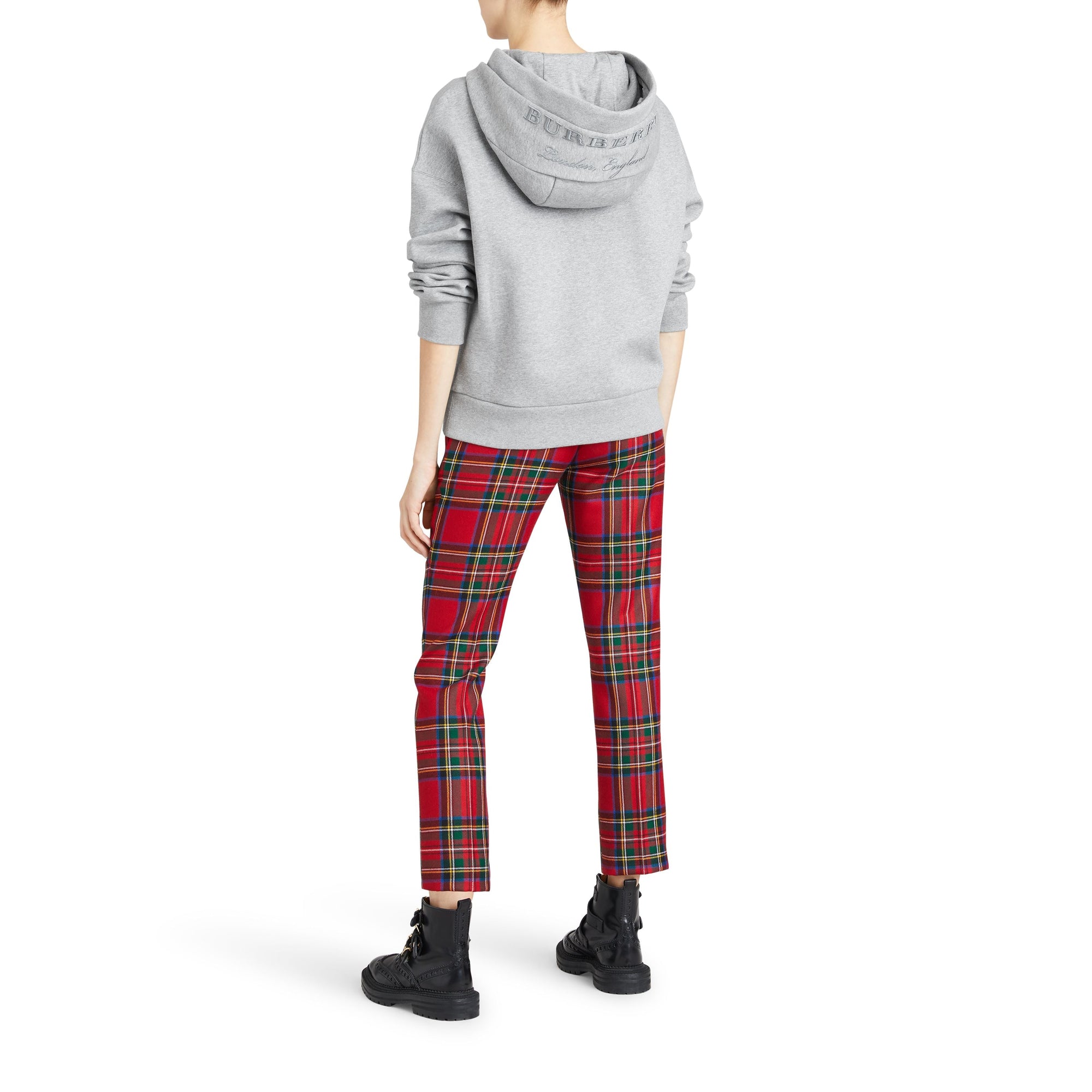 Sweat-shirt en jersey molletonné avec capuche brodée - Pale Grey Melange