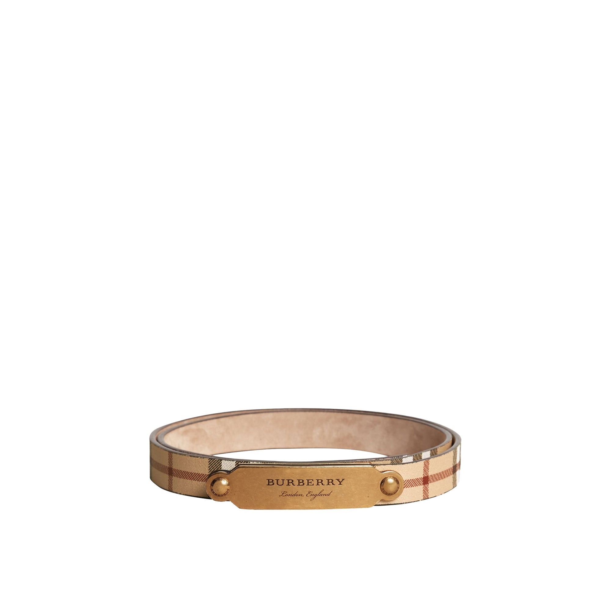 Ceinture en cuir à motif Haymarket check avec boucle plaque - Black