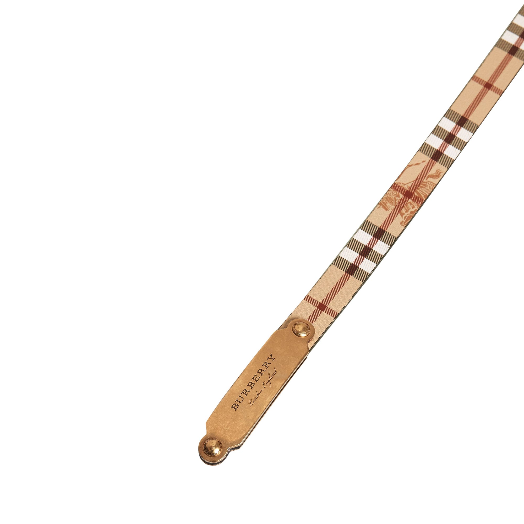 Ceinture en cuir à motif Haymarket check avec boucle plaque - Black