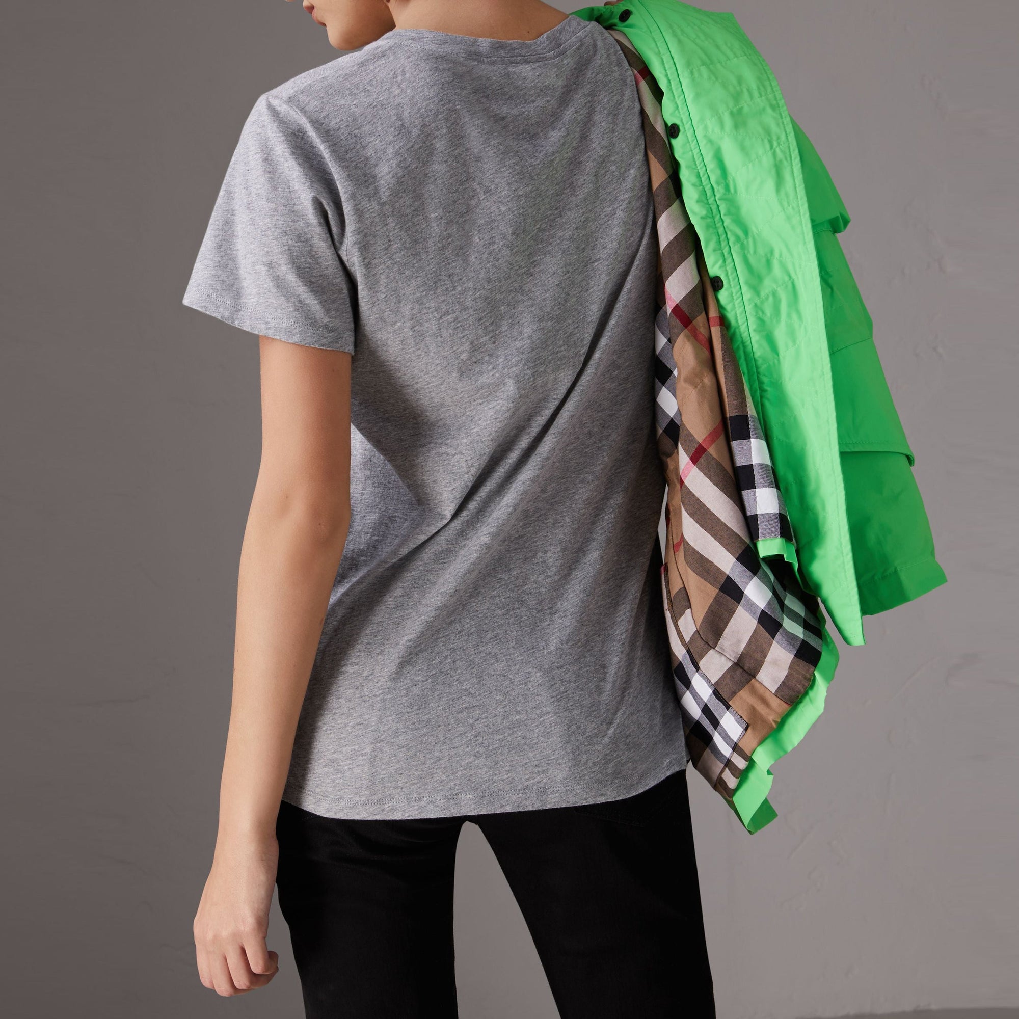 T-shirt en coton avec imprimé Doodle - Pale Grey Melange