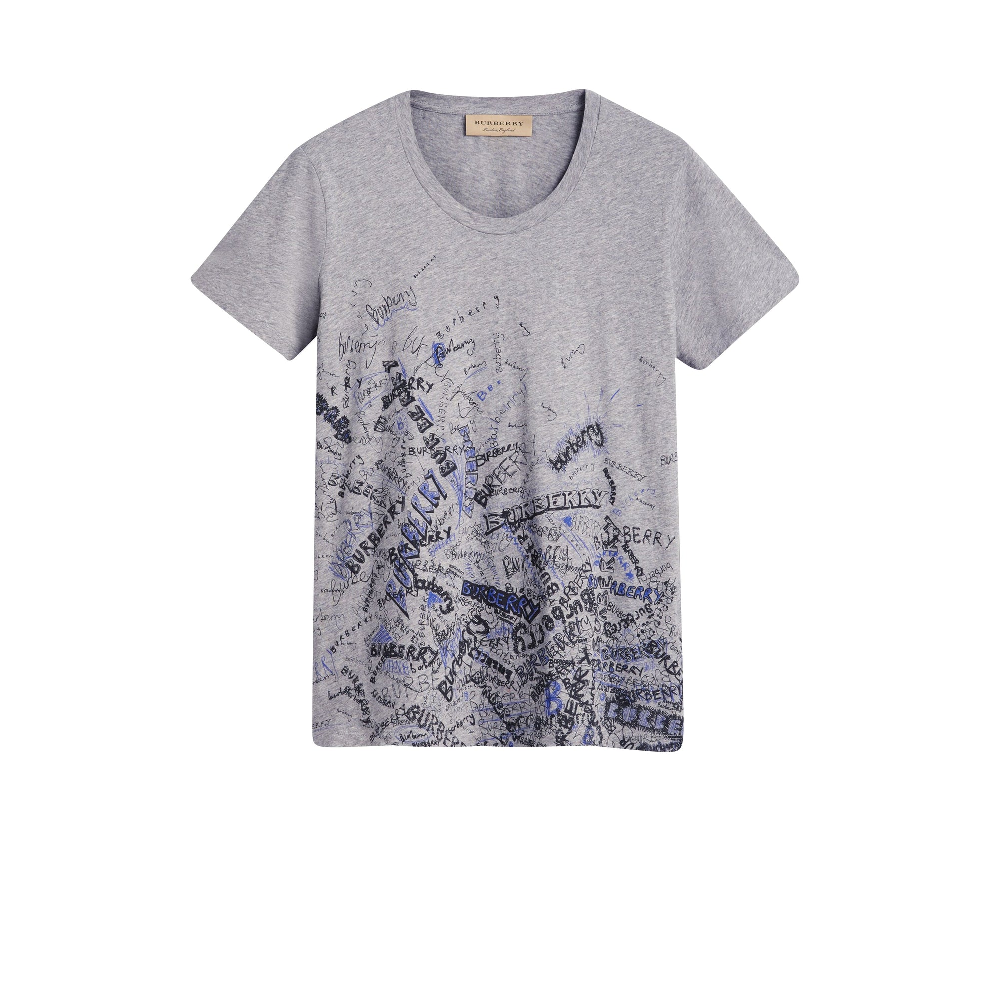 T-shirt en coton avec imprimé Doodle - Pale Grey Melange